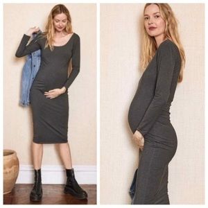 HATCH The Longsleeve Body Midi Dress Charcoal Gray Grey Maternity Medium NWOT